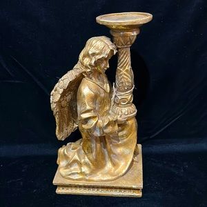 Gorgeous, gold, gilded angel candleholder 15 inches tall